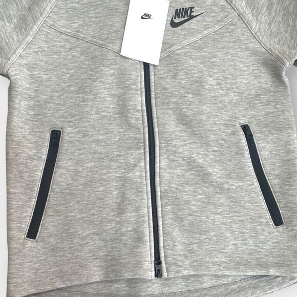 Nike Kids Sportswear Tech Fleece Full-Zip Gray Hooded Jacket size S FD2979-063 - Picture 5 of 9